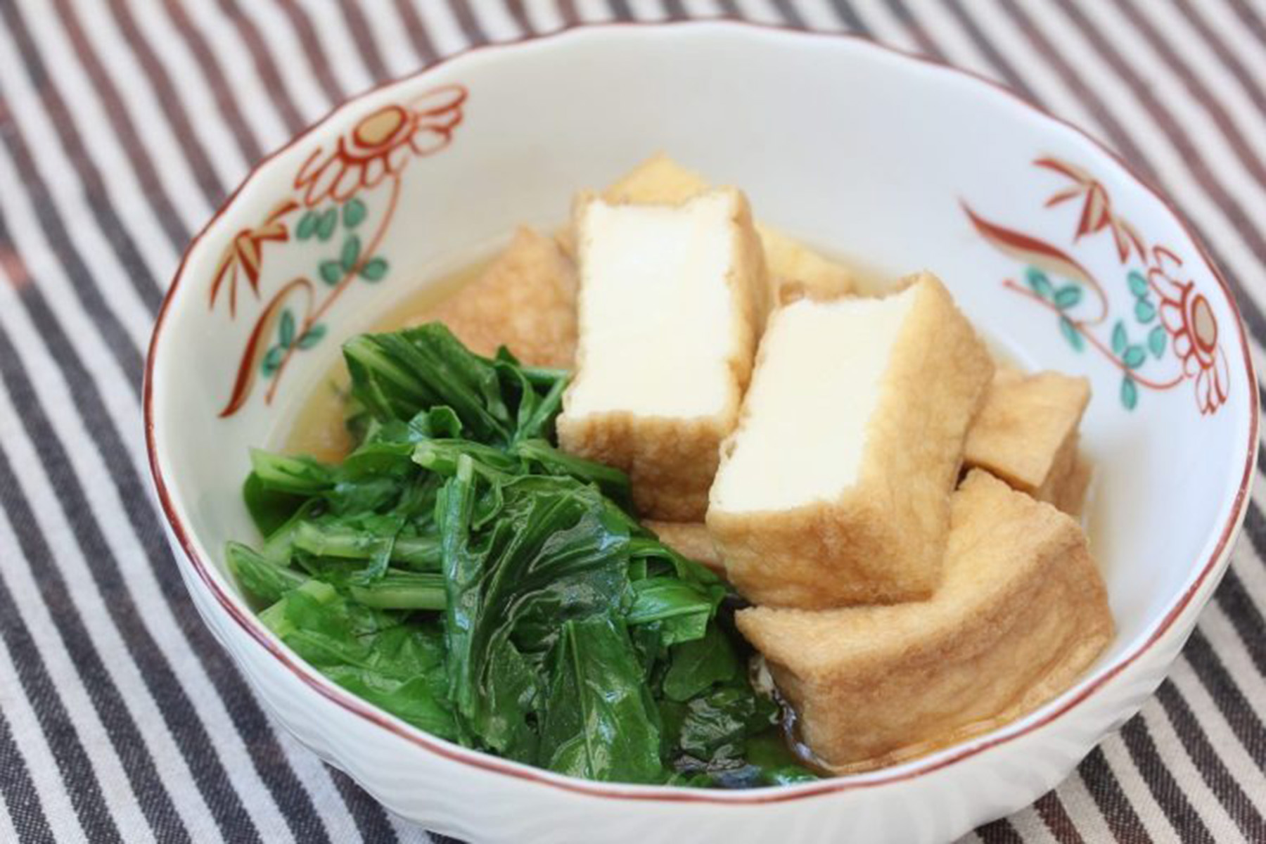 水菜のおすすめレシピ：厚揚げと水菜のさっと煮