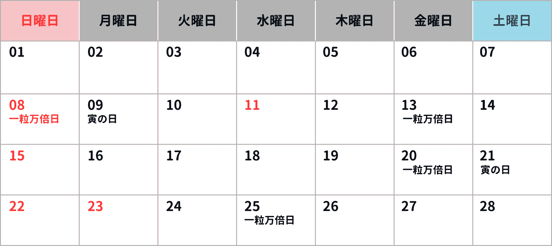 《2月》吉日カレンダー