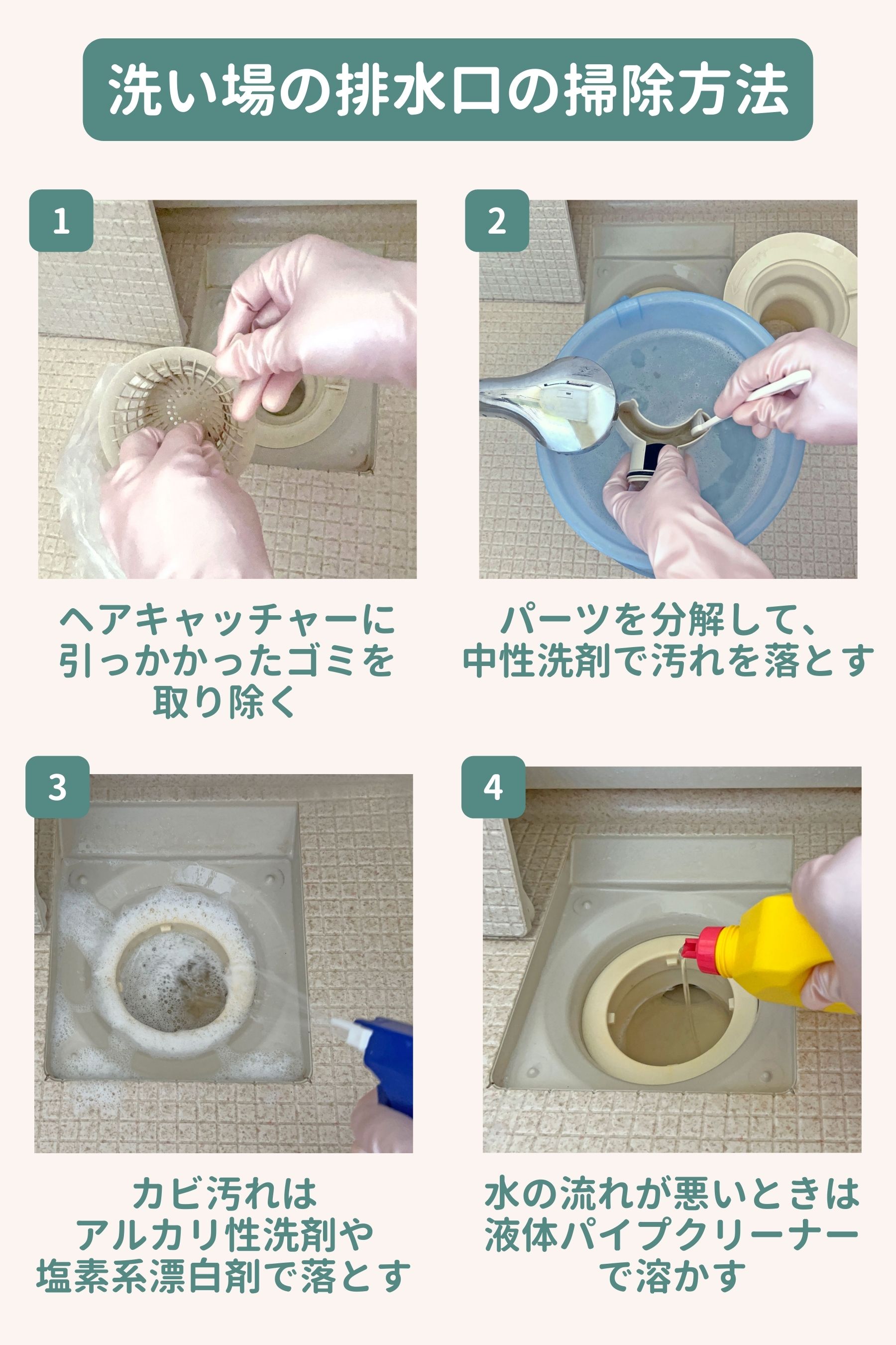 【洗い場】排水口の掃除方法