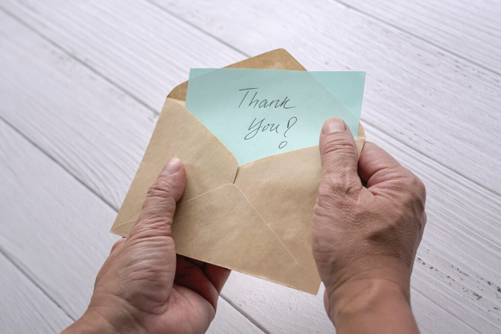 Thank youと書かれた手紙