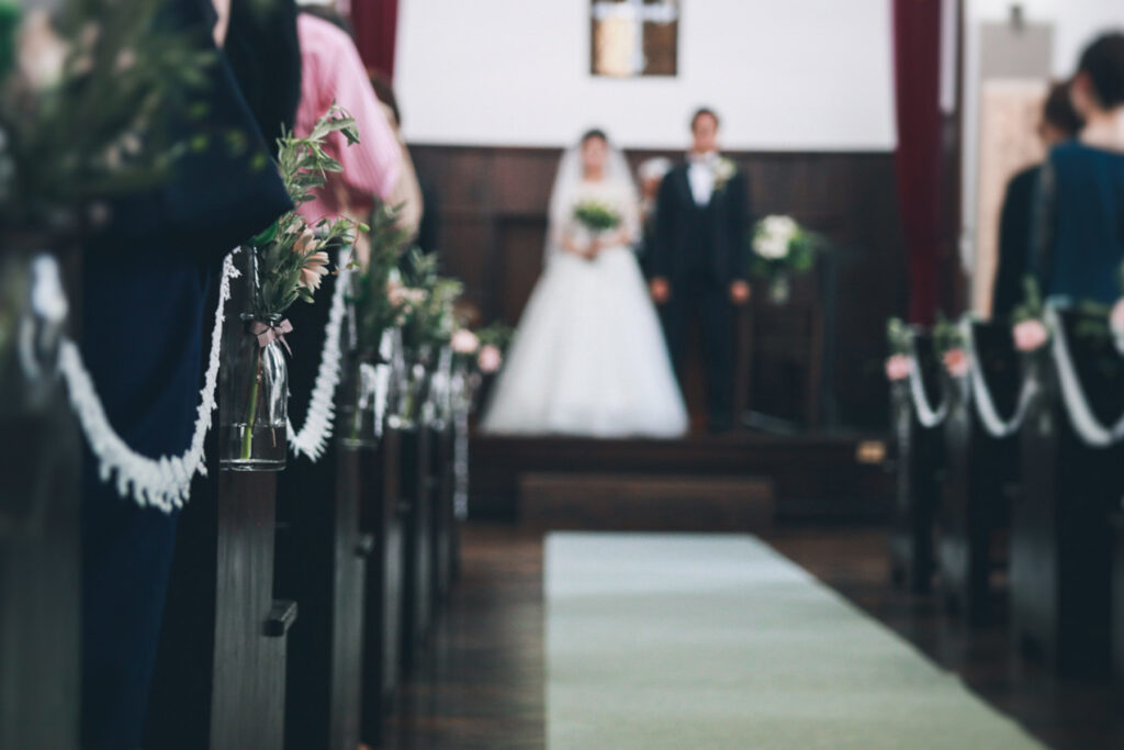 結婚式の様子を写したポートレート写真