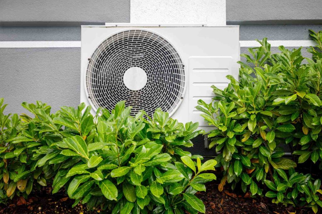雑草に覆われたエアコンの室外機
